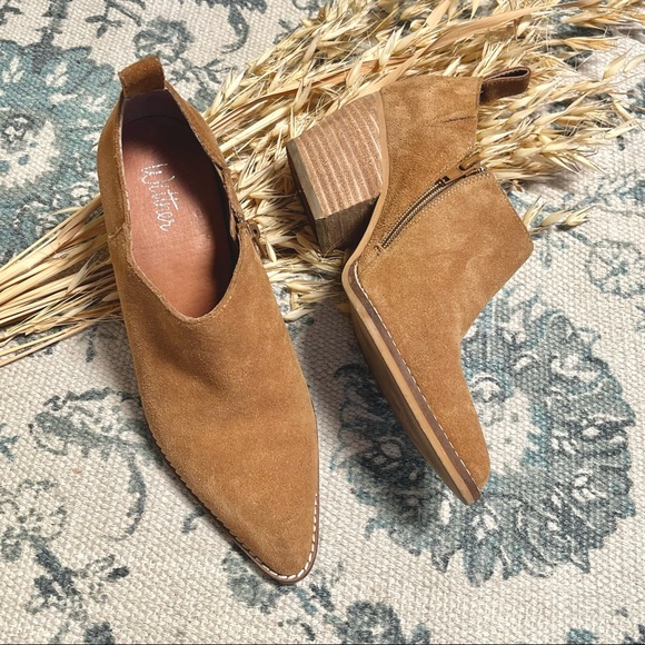 Wittner Tan Leather Suede Heeled Booties - Picture 1 of 11